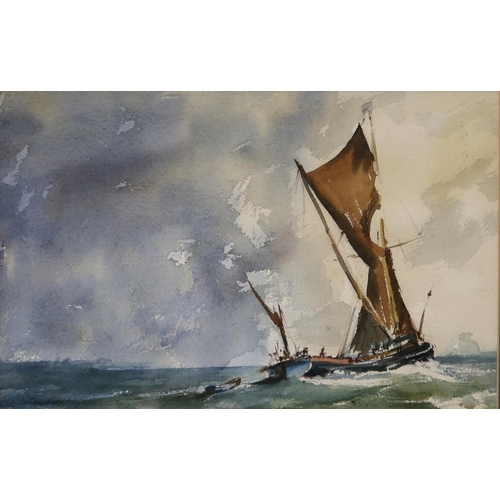 998 - S.B.DAWN Anglian yacht, watercolour, 23 x 35cm, Japanese School Merchant ship, woodblock print, 22 x... 