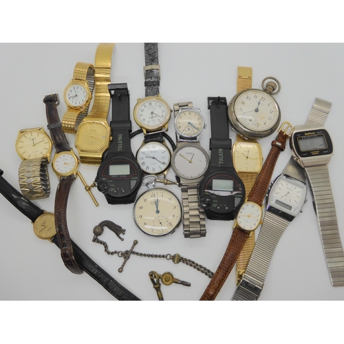 870 - A collection of gents watches and pocket watches to include Sekonda, Digital Talking watches etc