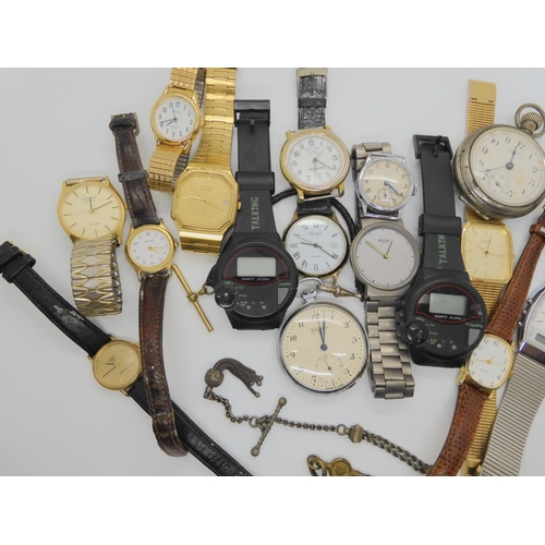 870 - A collection of gents watches and pocket watches to include Sekonda, Digital Talking watches etc