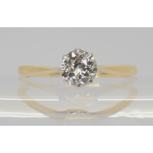 817 - A diamond solitaire ring, set with an estimated approx 0.70cts old cut diamond in a platinum crown m... 