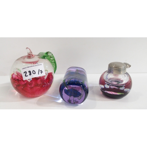 280 - A collection of Caithness glass including a fuchsia scent bottle and inkwell, a vase with hearts and... 