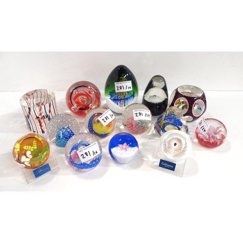 281 - A collection of Caithness paperweights including Court Jester, Sword, Captiuation, Festival, Miniatu... 