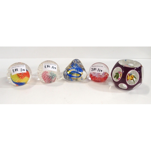 281 - A collection of Caithness paperweights including Court Jester, Sword, Captiuation, Festival, Miniatu... 