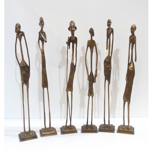 293 - A set of six African brass figures