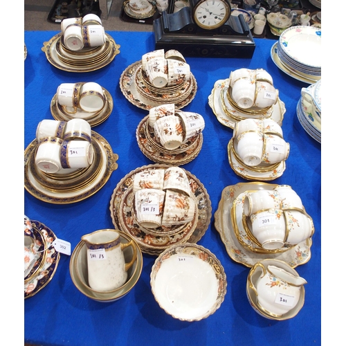 301 - A Royal Albert teaset, pattern number 8090, a Chapman teaset and another by Adderley's with gilt and... 