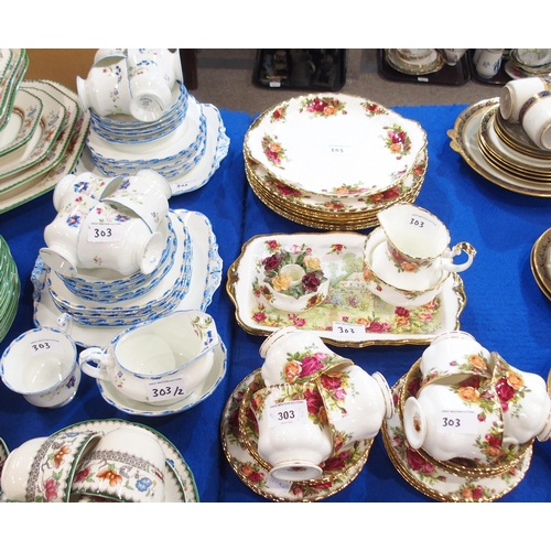 303 - A Royal Albert Old Country Roses tea and dinner wares comprising six cups, saucers and plates, dinne... 