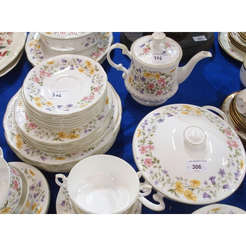 306 - An Elizabethan Sheringham pattern dinner service together with a Copeland Spode Reynolds pattern din... 