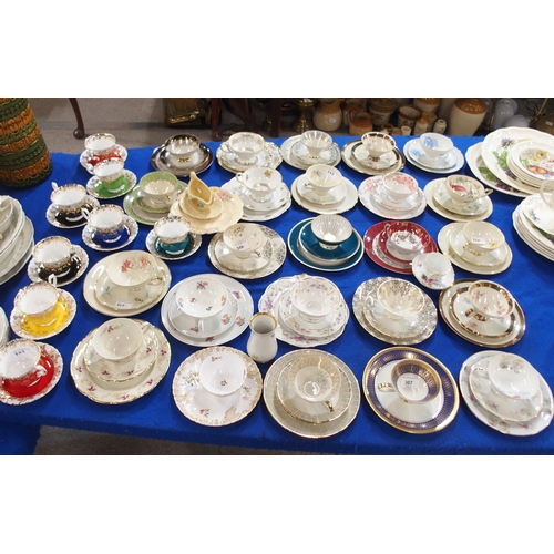 307 - A quantity of trios, mainly Austrian porcelain makes, together with a Royal Albert Harlequin set of ... 