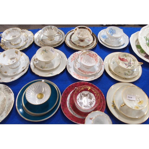 307 - A quantity of trios, mainly Austrian porcelain makes, together with a Royal Albert Harlequin set of ... 