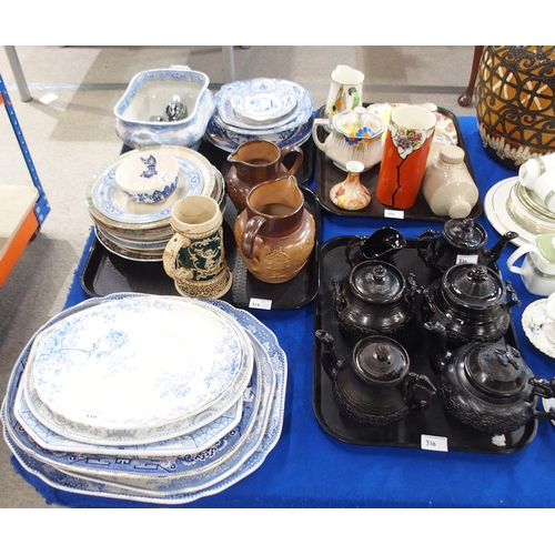 310 - A collection of Scottish pottery including stoneware jugs, J & MP Bell platters etc