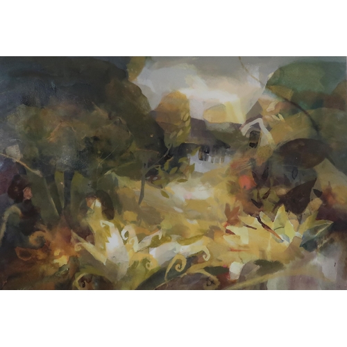 1014 - HAZEL NAGL R.S.W. R.G.I. (SCOTTISH b.1953)RANDI'S GARDEN CRAIGENDSMixed media on paper, signed lower... 