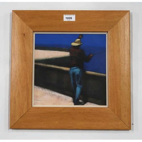 1026 - PETER A. NARDINI (b.1947)PIER FISHERMANAcrylic on board, signed lower left, 23 x 23cmTitle inscribed... 