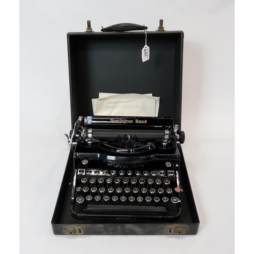 451 - A Remington Rand Model 1 portable typewriter, vintage Electro-lux vacuum cleaner in pine case and bo... 