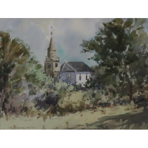 935 - J.D.HENDERSON EAGLESHAM CHURCHWatercolour, signed, 27 x 36cm and another (2)... 