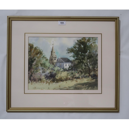 935 - J.D.HENDERSON EAGLESHAM CHURCHWatercolour, signed, 27 x 36cm and another (2)... 