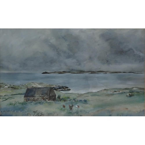 936 - SCOTTISH SCHOOL SOUND OF HARRISWatercolour, 33 x 53cm