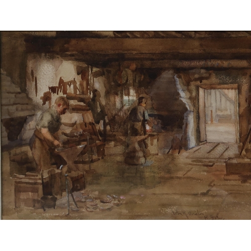 940 - JOHN R HOUSTON R.S.W THE FORGEWatercolour, signed, 26 x 33cm... 