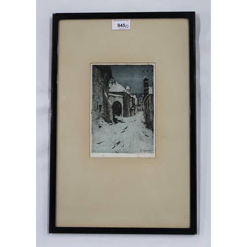 945 - LUIGI KASIMIR (AUSTRIAN 1881-1962)AUSTRIAN LANDSCAPEAquatint, signed lower right, 18 x 13cmTogether ... 