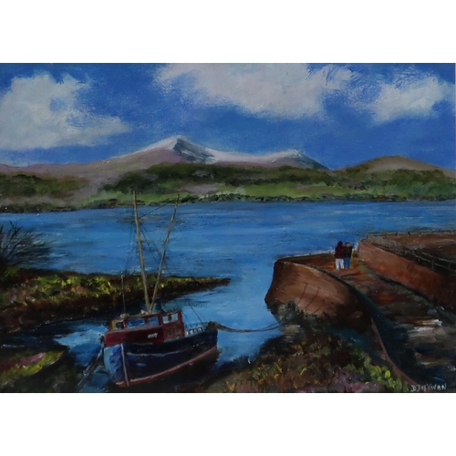 965 - D. J. MCEWAN (SCOTTISH)ARRAN IN WINTERAcrylic on board, signed lower right, 30 x 40cmTitle inscribed... 