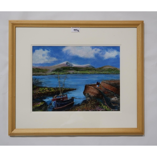 965 - D. J. MCEWAN (SCOTTISH)ARRAN IN WINTERAcrylic on board, signed lower right, 30 x 40cmTitle inscribed... 