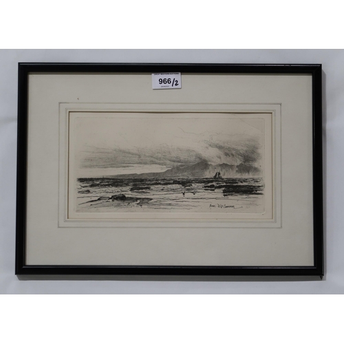 966 - DAVID YOUNG CAMERON (SCOTTISH 1865-1945)ARRANEngraving, signed lower right, 13 x 25cmTogether with a... 