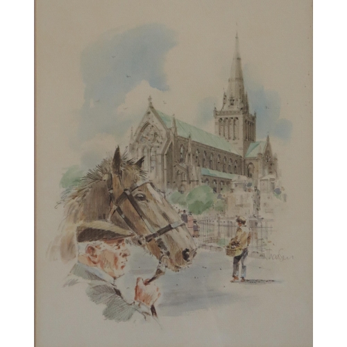 975 - CONTEMPORARY SCHOOLGLASGOW CATHEDRALWatercolour and pencil on paper, signed lower right 'Thomson', 3... 