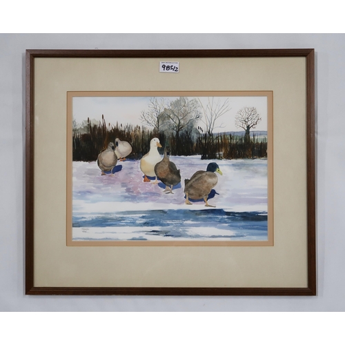 985 - CONTEMPORARY SCHOOLHARBOURWatercolour, signed lower right 'H.M. Macleod', 26 x 35cmTogether with ano... 