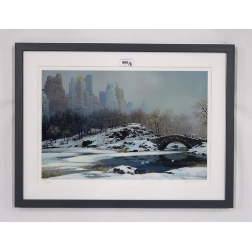 986 - ALEXANDER CHEN (CHINESE b.1945)CENTRAL PARK BRIDGE-WINTERPrint multiple, signed lower right, numbere... 