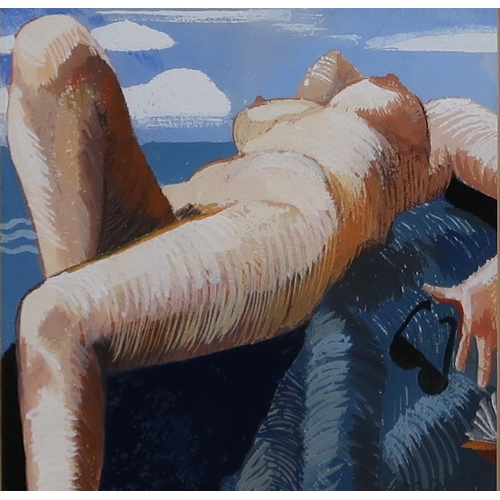 992 - FRANK M. DOCHERTY R.S.W. (SCOTTISH b.1942)SUNBATHEOil on board, signed lower right, 12.5 x 12.5cmTit... 