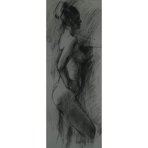 993 - CONTEMPORARY SCHOOLNUDE IN BLUECharcoal on paper, signed lower right, 65 x 23cm... 