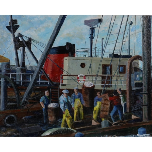 994 - D.J. MCEWAN (SCOTTISH)EARLY MORNING ABERDEEN HARBOUR, 1960sAcrylic on board, signed lower left, 35 x... 