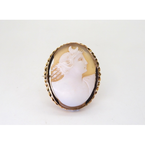 804 - A 9ct gold bracelet with heart shaped clasp, a 9ct mounted shell cameo brooch, and a cognac citrine ... 