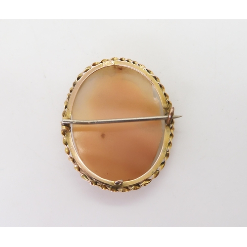 804 - A 9ct gold bracelet with heart shaped clasp, a 9ct mounted shell cameo brooch, and a cognac citrine ... 