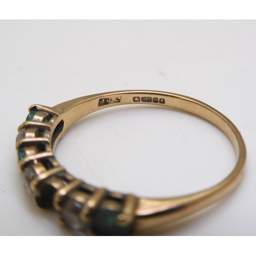 807 - A 9ct gold emerald and diamond bangle, together with a similar cz and emerald ring size N, weight to... 