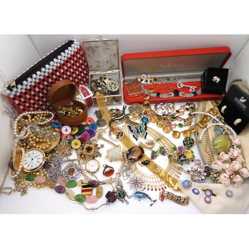 873 - A large collection of vintage costume jewellery to include items by Ciro, four Caithness glass brooc... 