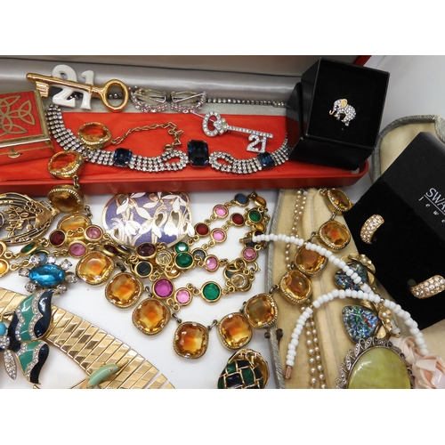 873 - A large collection of vintage costume jewellery to include items by Ciro, four Caithness glass brooc... 