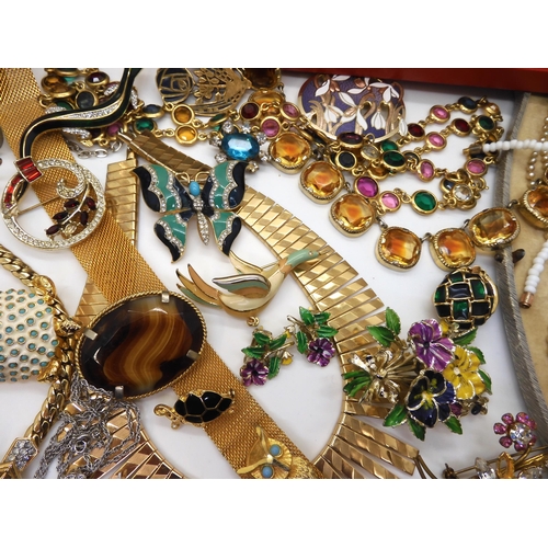 873 - A large collection of vintage costume jewellery to include items by Ciro, four Caithness glass brooc... 