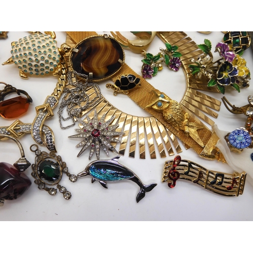 873 - A large collection of vintage costume jewellery to include items by Ciro, four Caithness glass brooc... 