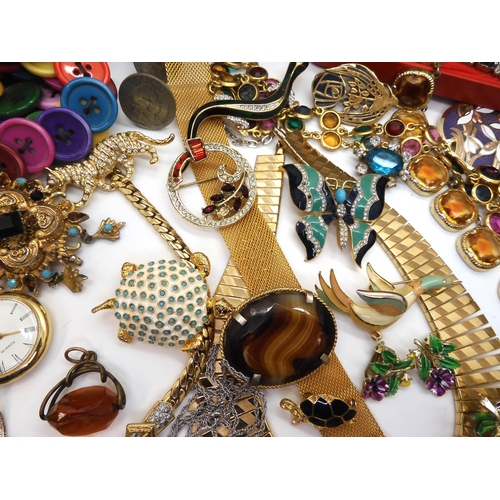 873 - A large collection of vintage costume jewellery to include items by Ciro, four Caithness glass brooc... 