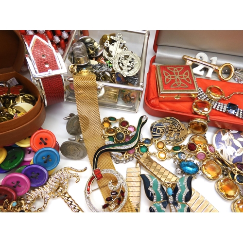 873 - A large collection of vintage costume jewellery to include items by Ciro, four Caithness glass brooc... 