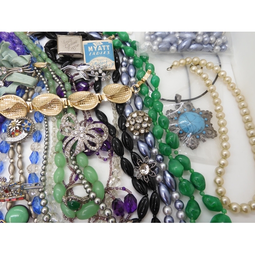 891 - A collection of vintage costume jewellery to include, items by Miracle, farming badges, beads, brooc... 