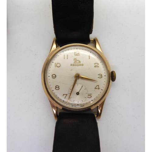 893 - A 9ct gold gents Record watch inscribed verso with the date 1959, a ladies Tissot watch, a ladies Ma... 