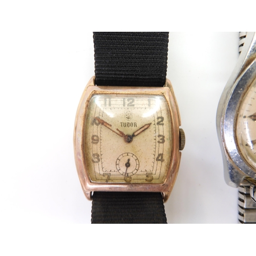 905 - A 9ct gold case Tudor ladies watch circa 1935, inscribed inside the case stamped 9ct, and a gents Pr... 