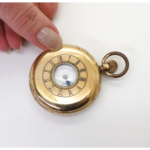 908 - A gold plated Cyma half hunter pocket watch