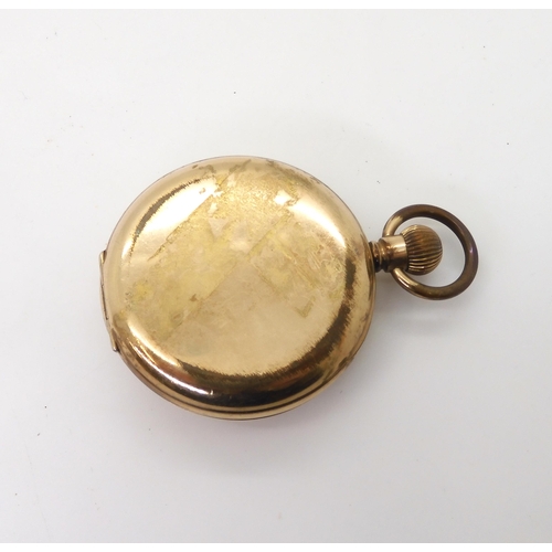 908 - A gold plated Cyma half hunter pocket watch