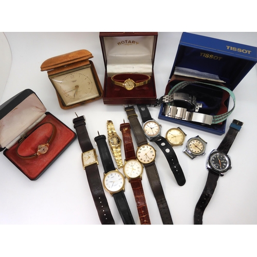 917 - A Smith Empire alarm clock, and a collection of vintage watches and straps to include Ingersoll Triu... 