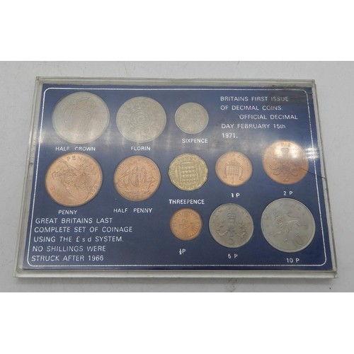 462A - COINS a lot comprising various USA dollars ERII commemorative crowns, first decimal coin set, Victor... 