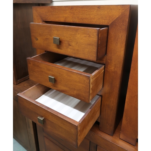 104 - A lot of three contemporary bedroom chest comprising three over four bank of drawers, 80cm high x 14... 