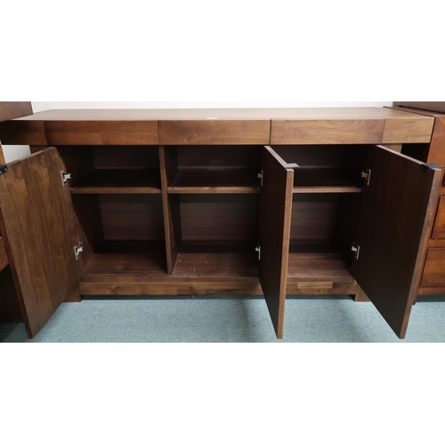 108 - A contemporary sideboard with three short drawers over three cabinet doors, 80cm high x 156cm wide x... 