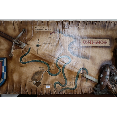 117 - A 20th century diorama map of the battle of Stirling bridge, 74cm high x 181cm wide